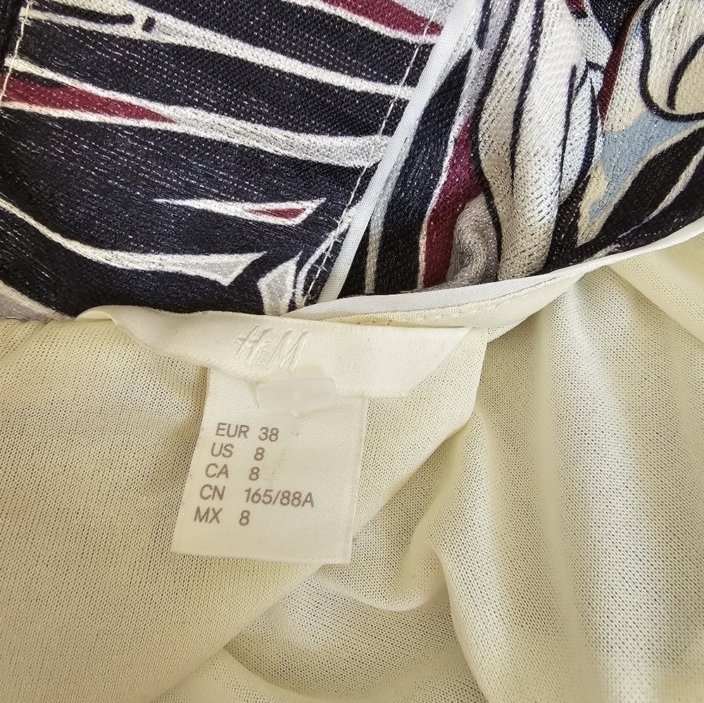 H&M colorful metallic palm leaf backless dress Sz. 8 - Picture 9 of 11